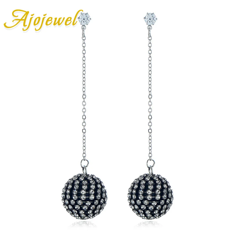 

Ajojewel Cristal Black White Earrings Balls Sexy Jewelry Fashion Drop Earrings For Women Ladies