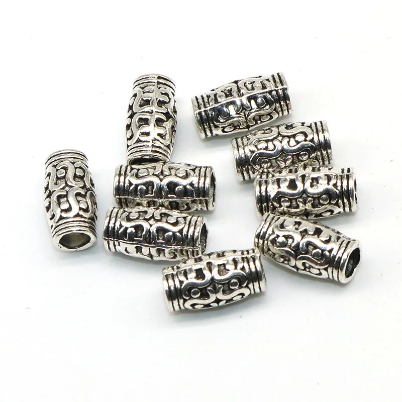 50 Silver Plated Metal Beads 6MM LARGE HOLE