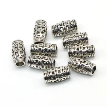 10*6mm 50 pçs/lote prata cor cilindro grânulos banhado a prata padrão espaçador grânulos charme para fazer jóias pulseiras diy