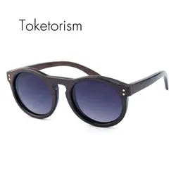 Toketorism деревянные солнцезащитные очки ручной работы поляризованные Классические Круглые Солнцезащитные очки Винтаж для мужчин и женщин 6103