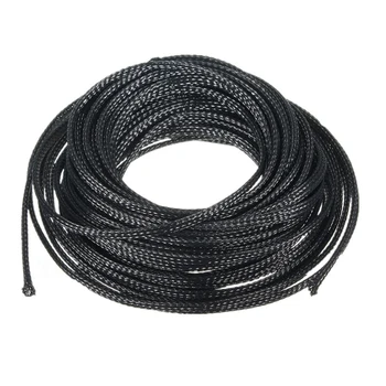 

Mayitr Black Protecting PET Braided Cable 10M*4mm Expandable Heat Insulation Sleeving Sheathing Wire Audio Sleeve