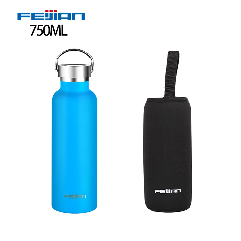 750ml Feijian, спортивный термос, бутылка из нержавеющей стали, изолированная, для улицы, бутылка для питьевой воды, вакуумная колба, для путешествий, чайник, шейкер - Цвет: 750ml