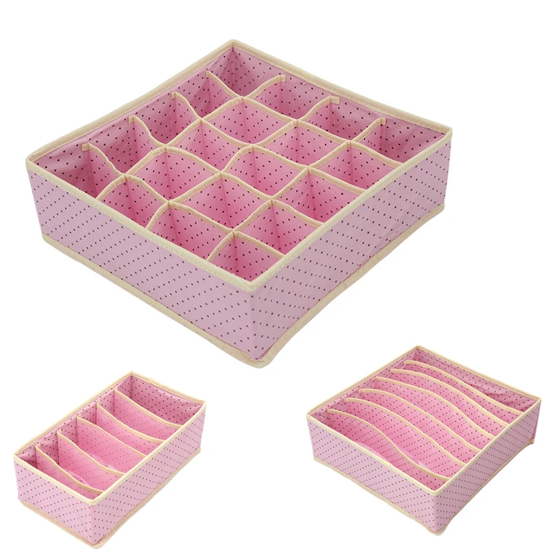 

3PC/Set Non-Woven Fabric Dot Pattern Simple Underwear Storage Box Waterprool Clothing Organizer Case Bra Socks For Home Bedroom