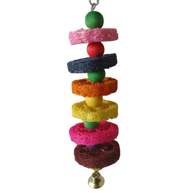 Multicolor Попугай Птицы игрушки качели попугай клетка губка колокольчик висячий попугай Попугайчик питомец птица укусы скалолазание жевательные игрушки 40DC21 - Цвет: Multicolor