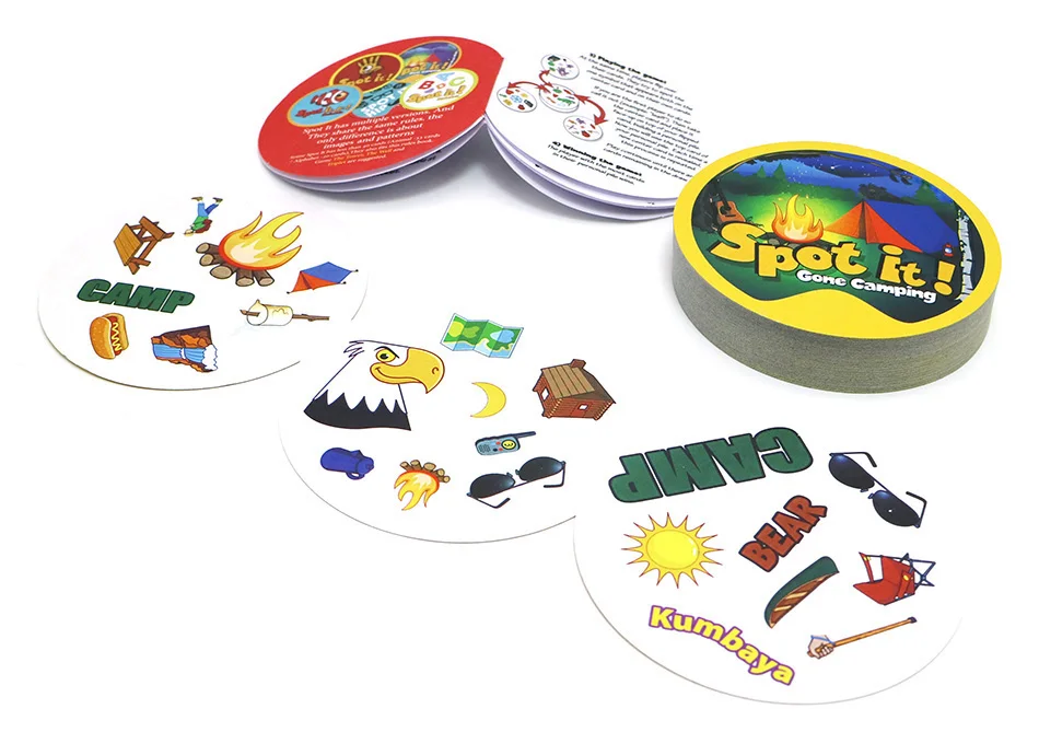 Spots настольная игра. Spot it gone Camping. Spot it настольная игра картинки.