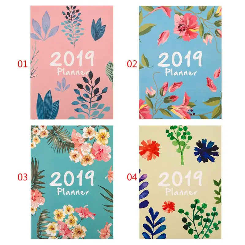 

2019 Flower A4 Agendas Schedule Notebook Monthly Daily Planner Diary Organizer Stationery Office School Supplies