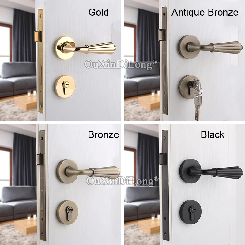  High Quality European Mortise Door Lock Set Copper Interior Door Lever Lock for Living Room Bedroom - 33018871556