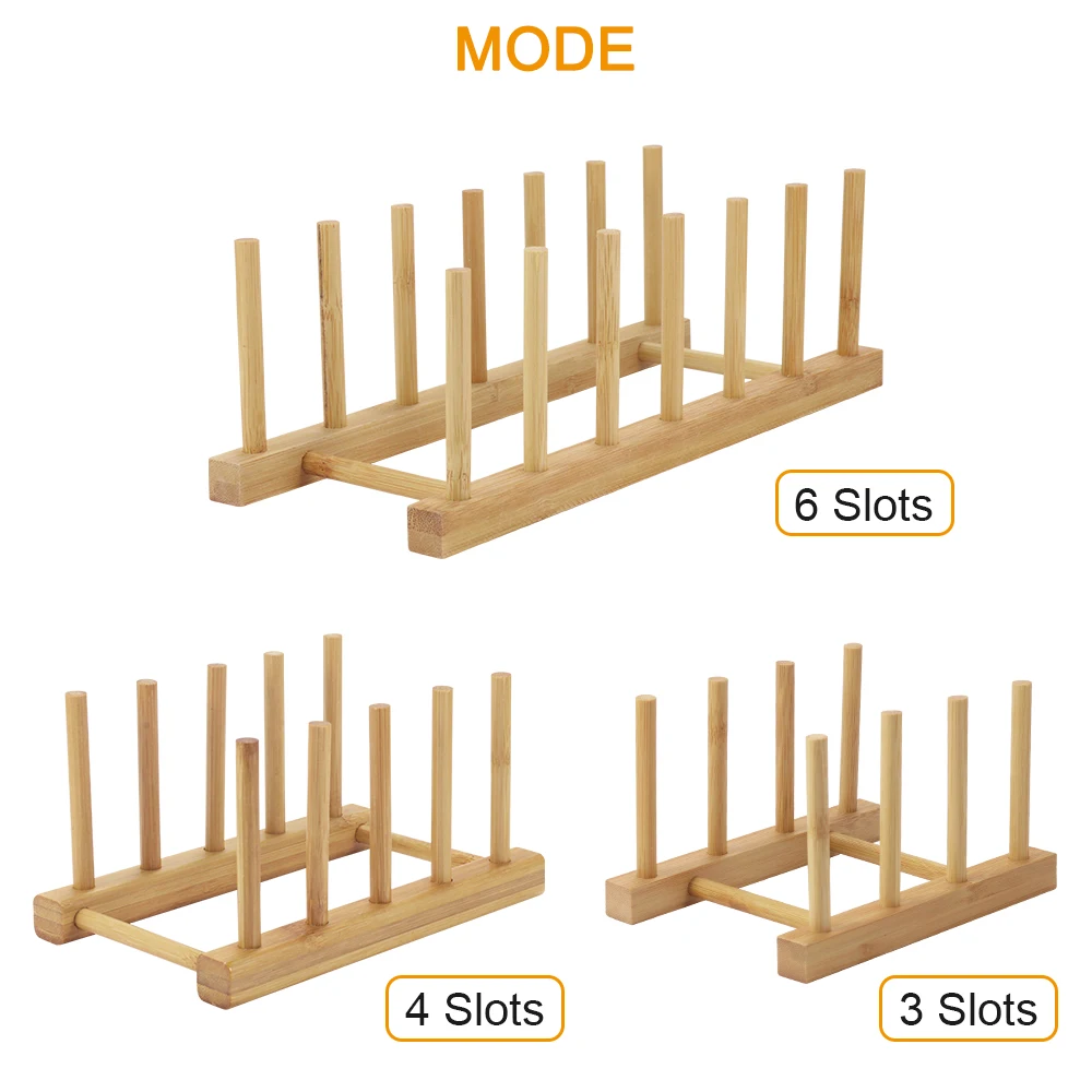 

Konesky 1 pc Bamboo Wood Dish Plate Rack Cutting Boards Kitchen Drawer Organizer Cabinet Plate Cooking Lid Dry Display Holder