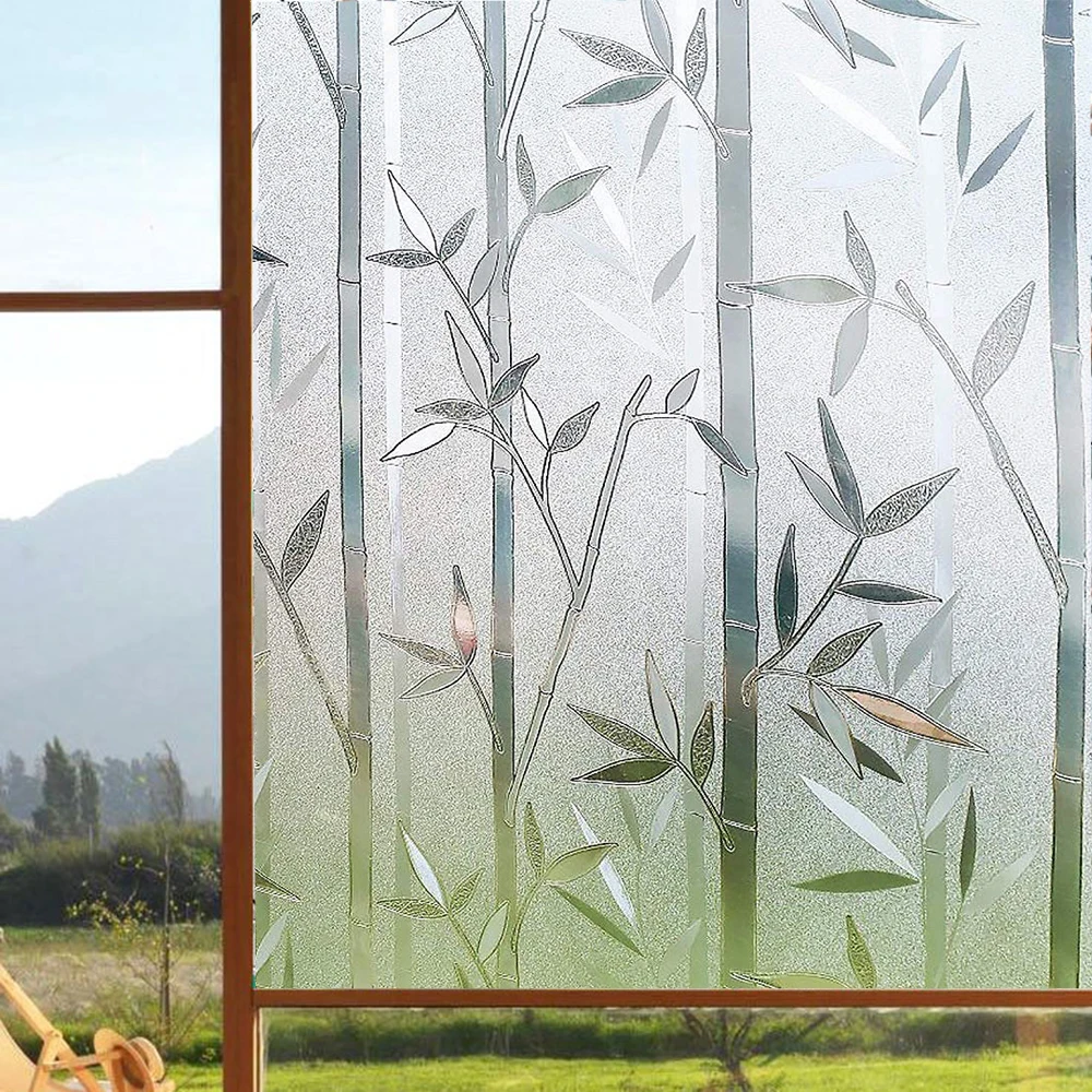 Funlife 3D Window Films Privacy Window Sticker Static Decorative Bamboo