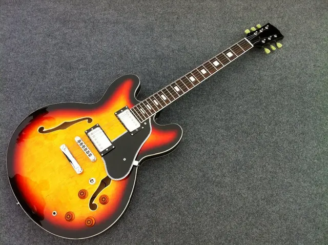 Best price at $252 Cheap Free Shipping ES 335 50th Anniversary 1963 ES-335 hollow body electric guitar sunburst color