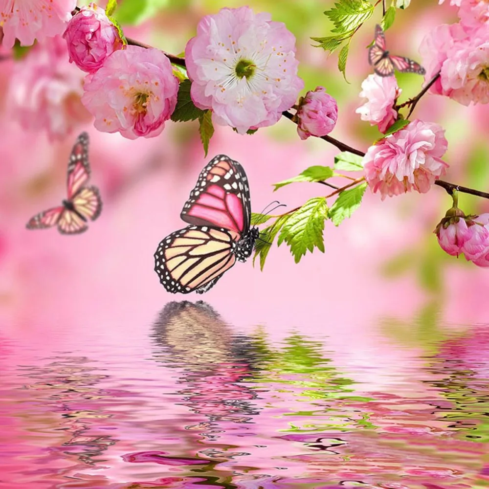 

Needlework 5D DIY Full Drill Round Diamond Painting Beautiful Butterfly Flower Diamond Embroidery Mosaic Stickers Cross Stitch