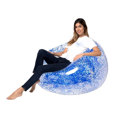 

3 Colors 100cm Inflatable Sofa Colorful Glitters Air Mattress Beach Lounger Lazy Sleeping Bag Adult Children Pool Toys Air Sofa