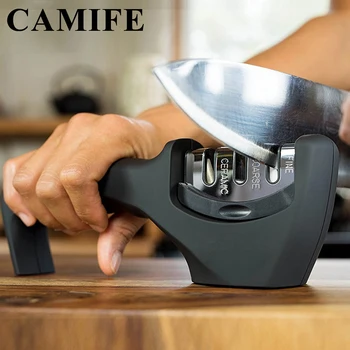 

Stainless Steel Kitchen Knife Sharpener 3Stage Diamond Coated Wheel Knife Sharpening Tool Helps Repair Restore and Polish Blades