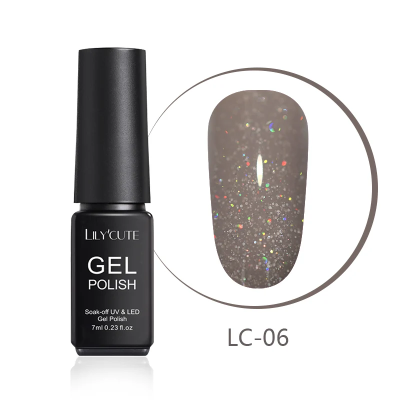 LILYCUTE 7ml Nude Glitter Gel Nail Polish Shimmer Pink Purple Soak Off UV LED Gel Polish Varnish Nail Art Lacquer - Цвет: LC-06