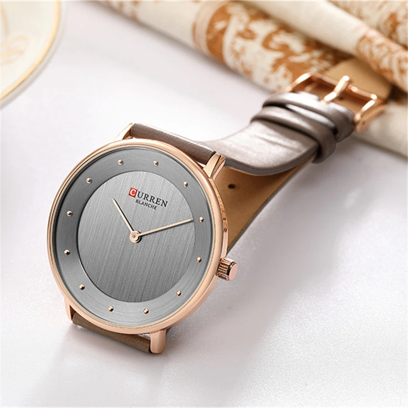 Красивые женские кварцевые часы тонкие модные кожаные женские наручные часы Reloj Mujer CURREN популярные женские часы Подарки для женщин