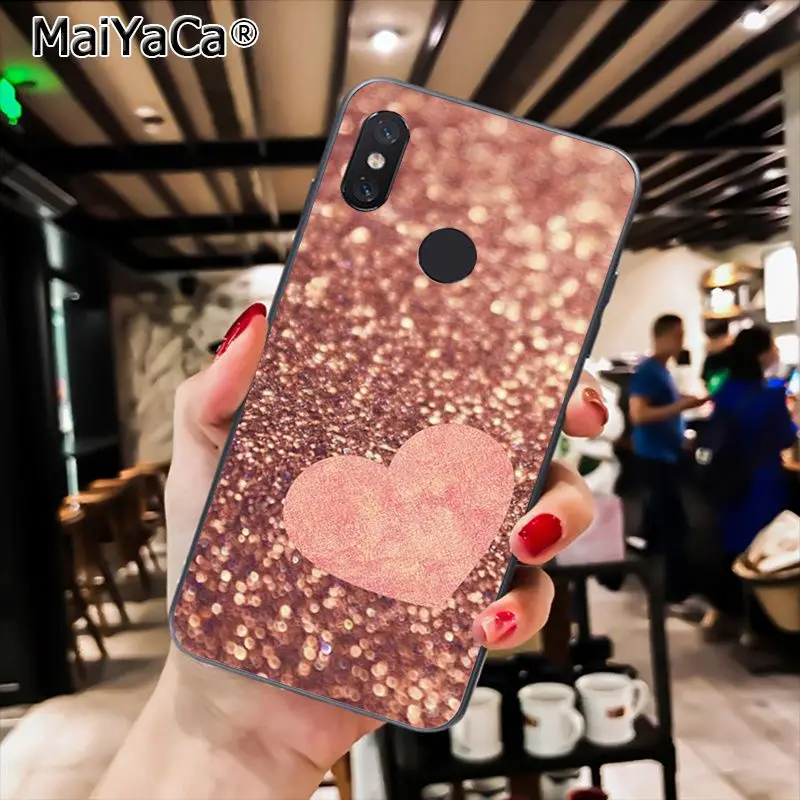 Love Heart Gold Rose Marble Stripes