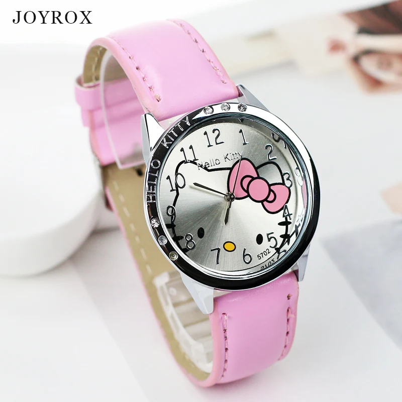 

JOYROX Hello Kitty Pattern Women Watch Female Leather Strap Quartz Wristwatch Female Watches Women Girls Clock relogio feminino