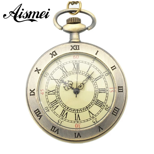 

25pcs/lot New Arrival Vintage Fashion Roman Number Quartz Pocket Watch No cover Men's Women Gift wholesale send by EMS or DHL