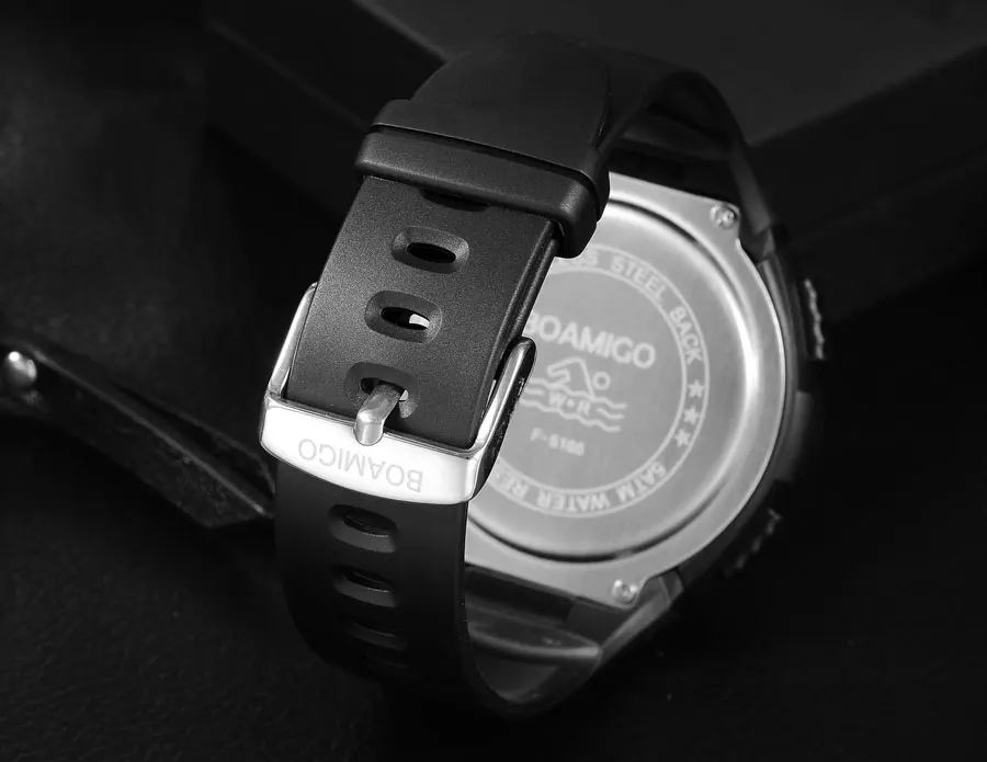Black Swimming Military Shock Rubber Wristwatches BOAMIGO Brand Men Sport Watches Man Fashion Casual Digital LED Watch for Gift  (12)
