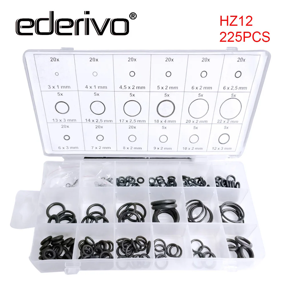 Ederivo 18Kinds 225PCS Boxed Tool Rubber O Ring O-Ring Washer Gasket Automotive Seals Assortment Black For Car Universal | Автомобили и