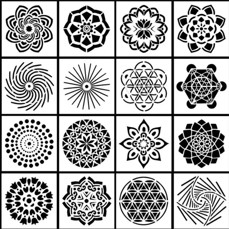 16 Adet Mandala Susleyen Araclari Sablonlari Sablon Seti Diy