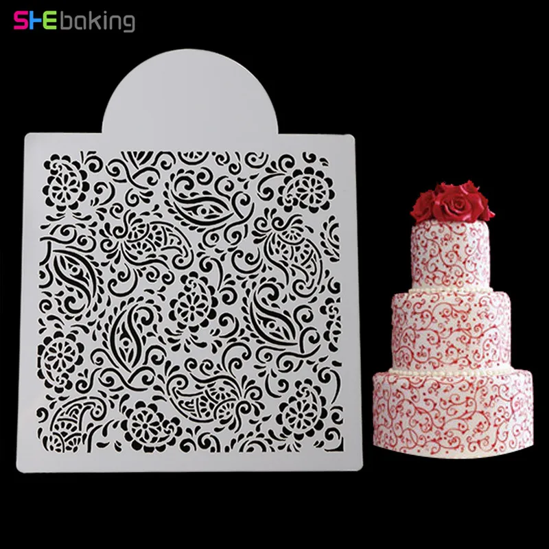 

Shebaking 1pc Cake Side Decorating Stencils Cupcake Templates Stencil Sugarcraft Fondant Cake Mold Wedding Cake Decorating Tools