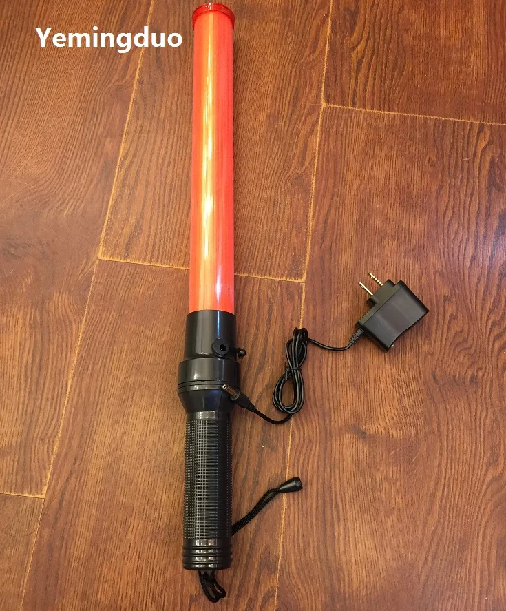 54cm Built-in Rechargeable Battery Safety LED Traffic Signal Warning Light Flashing Night Fire Fluorescent Wand Rod
