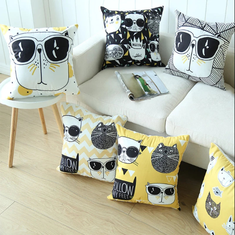 الكرتون الشمال القط المخدة وسادة السيارة ins الرياح وسادة كنبة مكتب غرفة نوم لطيف وسادة المنزل الديكور 45x45 cm الكرتون الشمال القط المخدة وسادة السيارة ins الرياح وسادة كنبة مكتب غرفة نوم لطيف وسادة المنزل الديكور 45x45 cm
