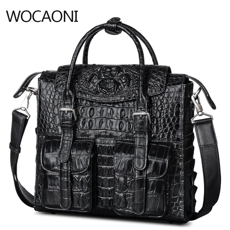 

Men's crocodile leather handbag for slant bag business