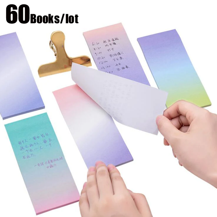 

60Sets Rainbow Gradient Color Sticky Notes Pads Stationary Sticker Self Adhesive Paper Notepads Planner Message Home Supplies