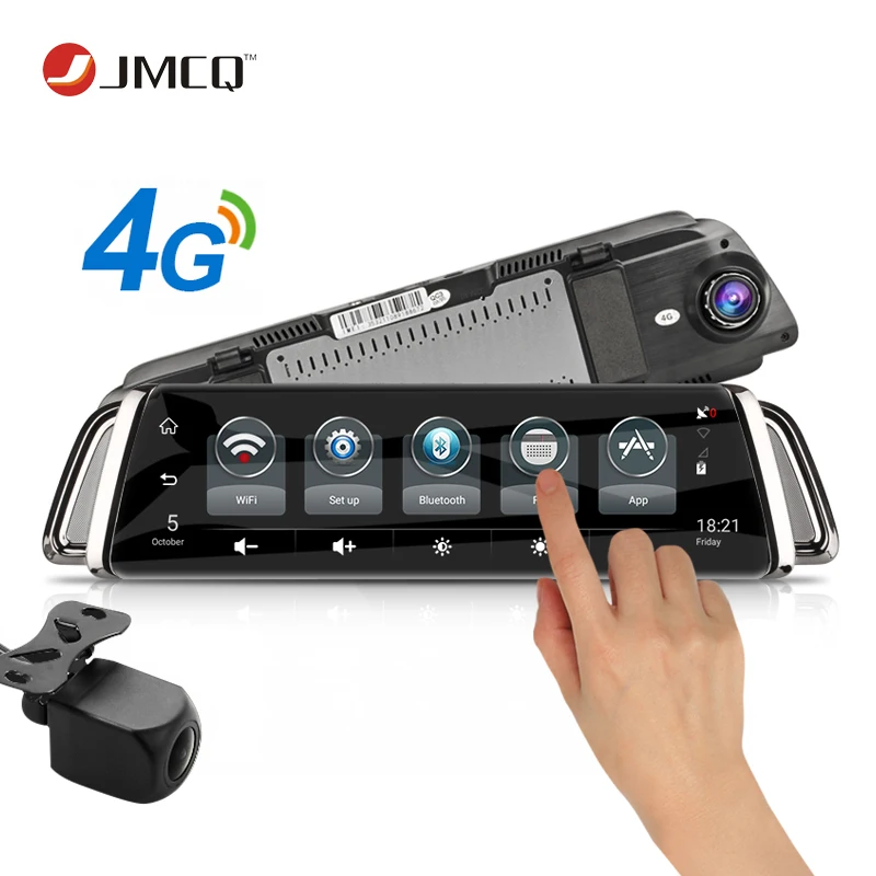 

JMCQ 10" Touch Screen 4G WIFI Smart Car DVR Android Stream Media View Mirror Dual Lens image GPS Navigation ADAS Dash Cam