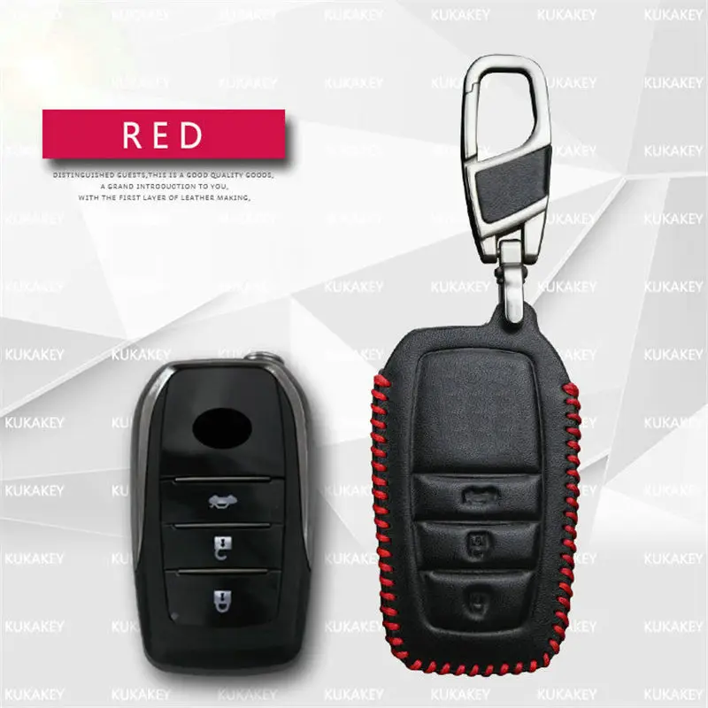 Кожаный чехол для автомобиля Smart Key для Toyota Avensis Corolla CHR Yaris Prius Camry Land Cruiser Prado 150 брелок - Название цвета: For Toyota