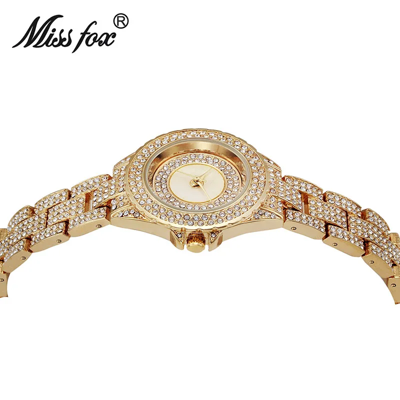 MISSFOX минималистичные женские золотые часы с полным бриллиантом дешевые наручные часы Китай Xfcs Простые Модные релог женские японские модные кварцевые часы