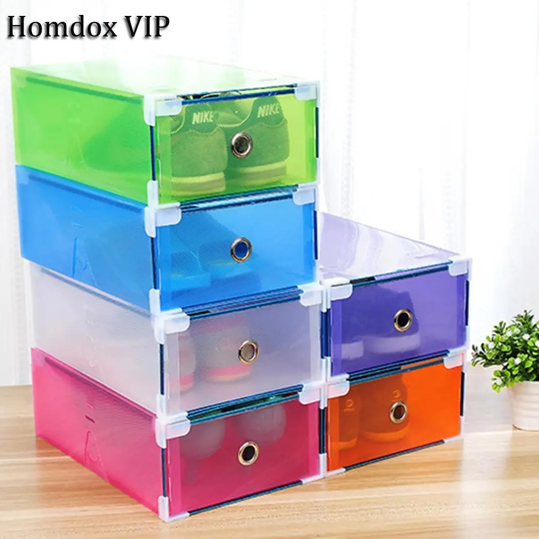Shoe Rack Box Foldable Stackable Clear Small Plastic