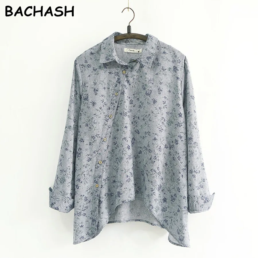 BACHASH/2018 новая весенняя женская рубашка с хлопком на пуговицах белая синяя