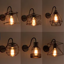

Vintage Industrial Metal Cage led Wall Lamp Steel Wire Iron Wall Sconce Retro Light edison light fixtures