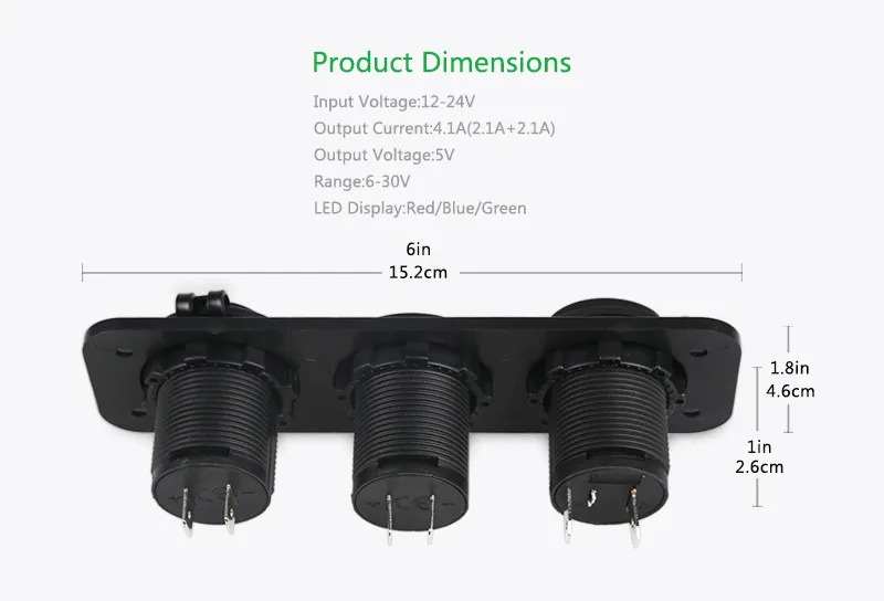 12 V/24 V автомобиль Зарядное устройство мотоцикл Plug Dual USB адаптер-Разветвитель Прикуривателя Цифровой вольтметр 3 отверстия Панель Мощность гнездо 4.2A