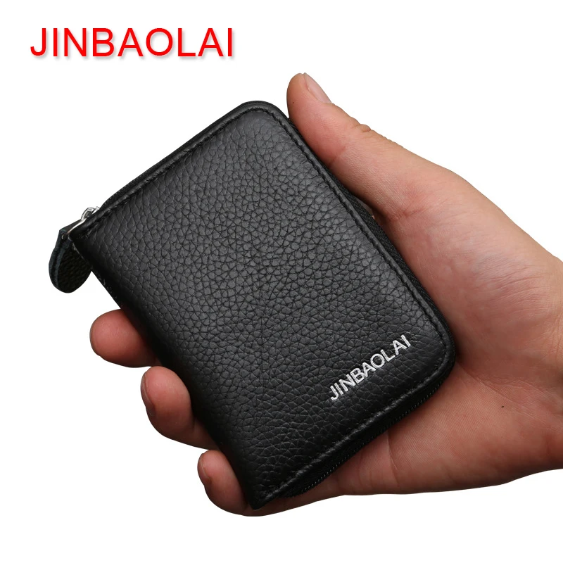 JINBAOLAI фирменные мужские кошельки из натуральной кожи Короткие Кошельки на молнии