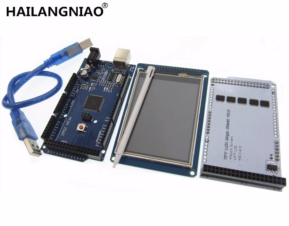 Новинка! 3 5-дюймовый сенсорный TFT LCD + экран Mega 2 R3 с usb-кабелем для комплекта |