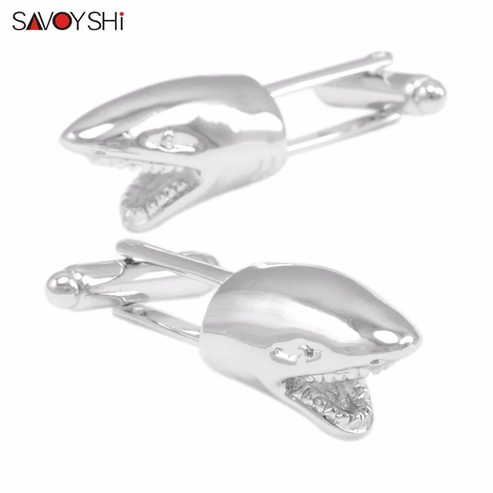 

SAVOYSHI Novelty Shark ModelCufflinks for Mens Shirt Cuff nails High Quality Stainless Steel Animal Cuff links Fashion Jewelry