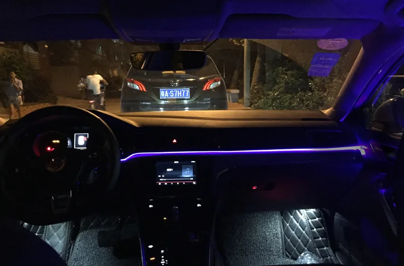 Звуковой активный RGB светодиодный салона автомобиля светильник multi эль неоновые полосы светильник bluetooth-телефон Управление атмосферу светильник 12V