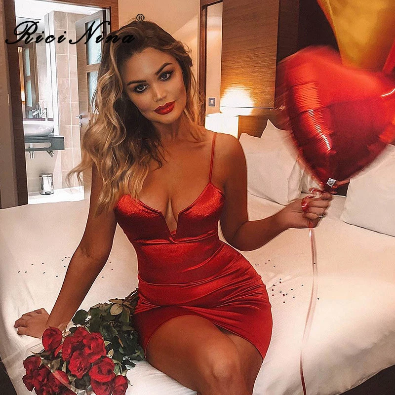 RICININA New Women Dress Woman V Neck Spaghetti Strap Sleeveless Slim Mini Dress Ladies Sexy Bodycon Party Dresses Vestidos RICININA New Women Dress Woman V Neck Spaghetti Strap Sleeveless Slim Mini Dress Ladies Sexy Bodycon Party Dresses Vestidos