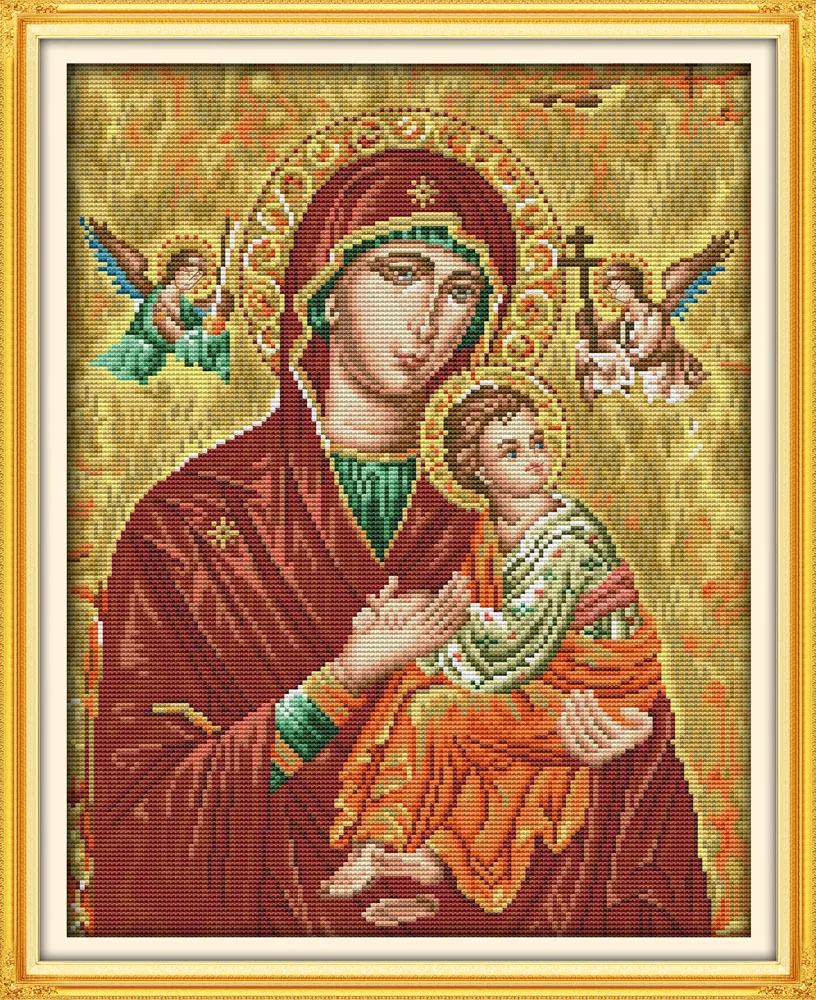 

Madonna-and-child (14) Printed Canvas DMC Counted Cross Stitch Kits printed Cross-stitch set Embroidery Needlework