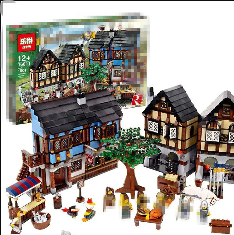 

Lepin Castle 16011 1601Pcs Medieval Market Village Building Blcoks Bricks Toys for children Gifts compatible Gifts 10193