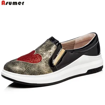 

ASUMER black silvery fashion spring autumn ladies single shoes round toe casual women flats shoes big size 34-43