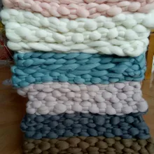 Одеяло «сделай сам» из мериносовой шерсти для новорожденных девочек и мальчиков 34X45 см, вязаное крючком шерстяное одеяло для фотосессии 6 цветов