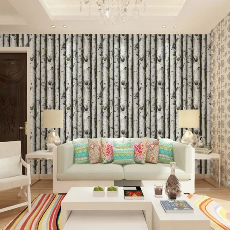

Free Shipping Nordic birch forest wallpaper trunk tree barnet coffee living room TV background high quality wallpaper