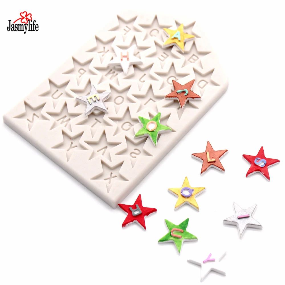 

Five-pointed Star Letters Silicone Mold Cake Decoration Alphabet Cake Mold Sugarpaste Candy Chocolate Gumpaste Mould