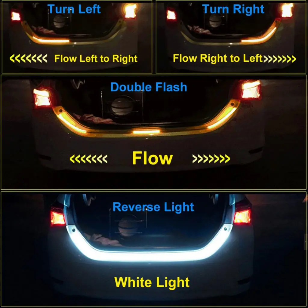 

5050 RGB colorful flowing LED Trunk strip for car trunk dynamic blinkers led turn light Tail lights LED DRL Light