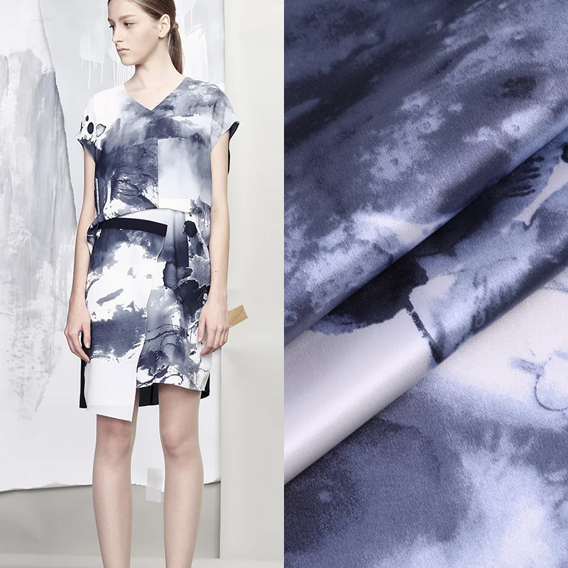 

150 cm stretch satin fabric meter twill print dress scarf fabric material stretch polyester fabric wholesale cloth child fabrics